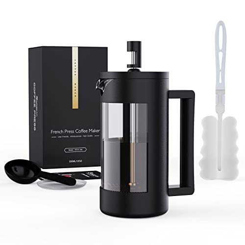 French Press Coffee Maker, Plastic Glass Frothed Milk Press,100 Percent BPA Free Prensa Francesa, 12 Oz & 21 Oz