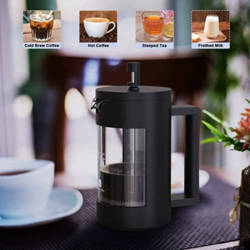 French Press Coffee Maker, Plastic Glass Frothed Milk Press,100 Percent BPA Free Prensa Francesa, 12 Oz & 21 Oz