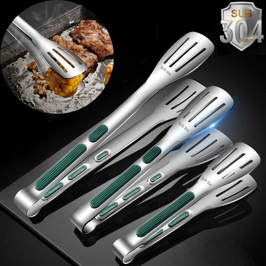 stainless steel kitchen tongs with silicone handle