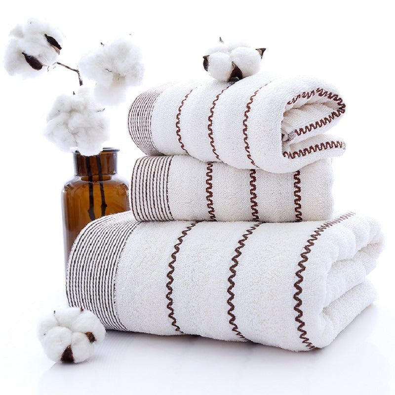 Pure Cotton Towels Three-piece Soft