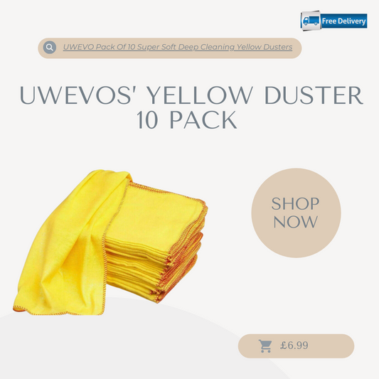 UWEVO Pack Of 10 Super Soft Deep Cleaning Yellow Dusters