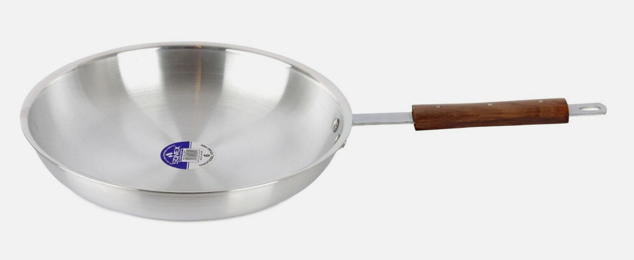 Super Aluminium Frying Pan Wooden Handle Chef's Skillet Curry Pans 22 - 36 cm