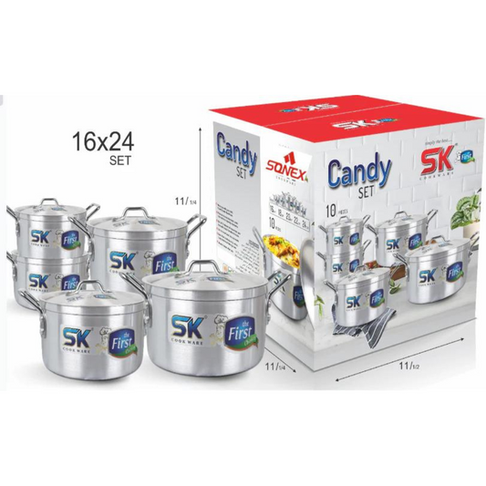 SK Candy 16 - 24cm 5 pot set with Lid Metal Finish Cookware