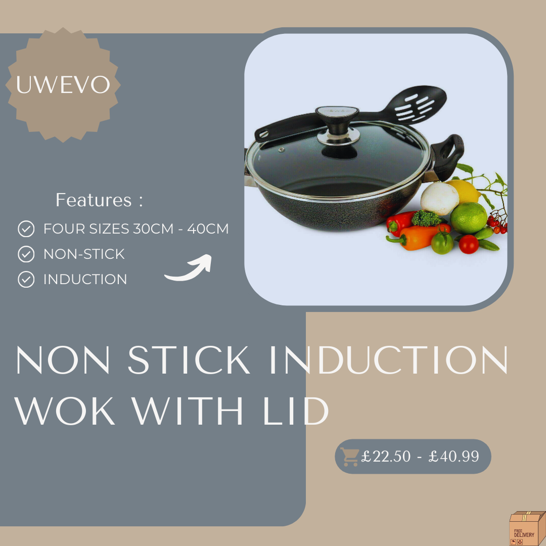 Enhance your kitchen repertoire with the UWEVO Induction-Compatible Cooking Wok with Glass Lid