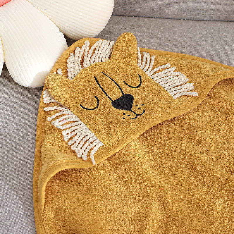 Children's Hooded Towel Poncho Lion