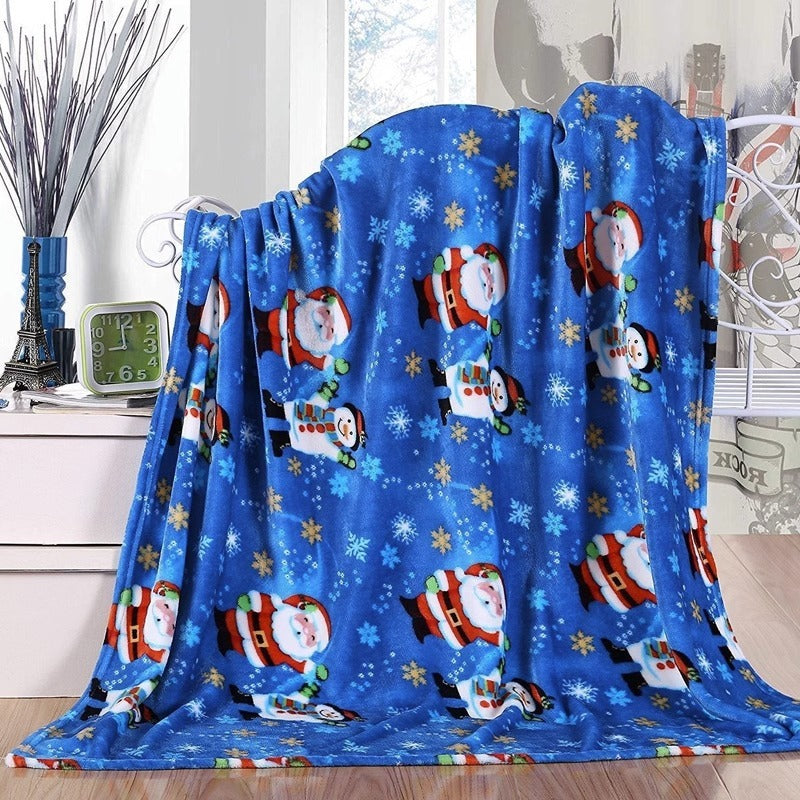 Christmas Santa Claus Blanket Winter Double-sided Flannel