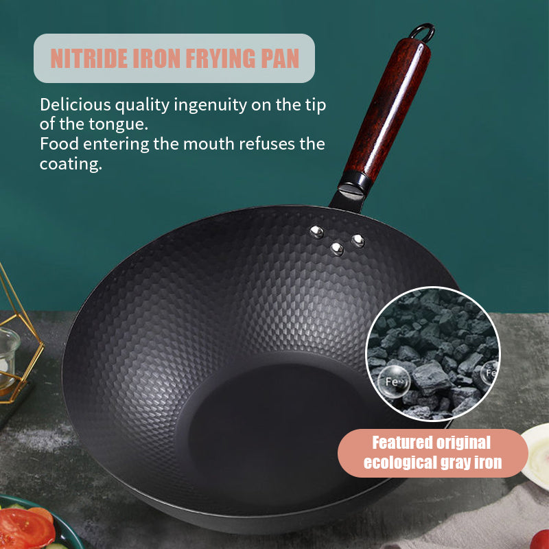 Fine Iron Induction Non-Stick Wok With Iron Shovel