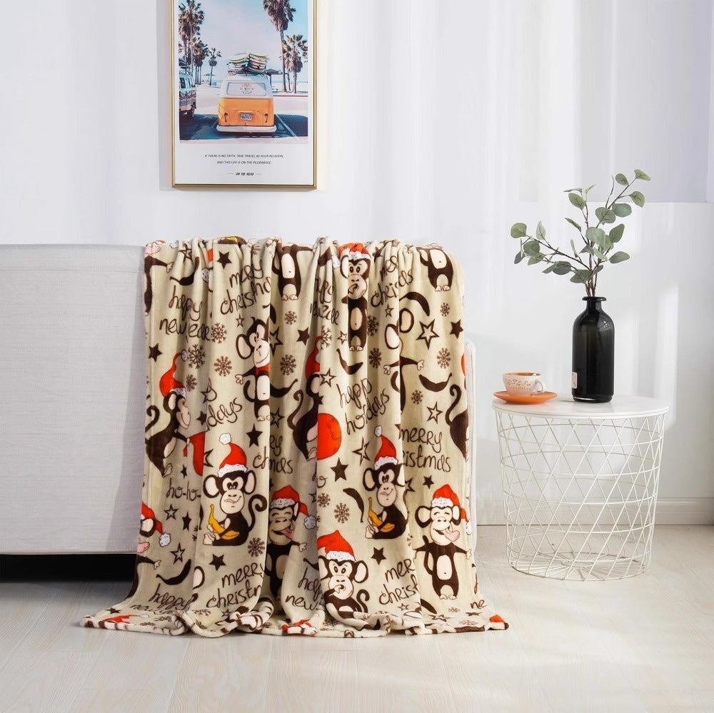 Christmas Santa Claus Blanket Winter Double-sided Flannel