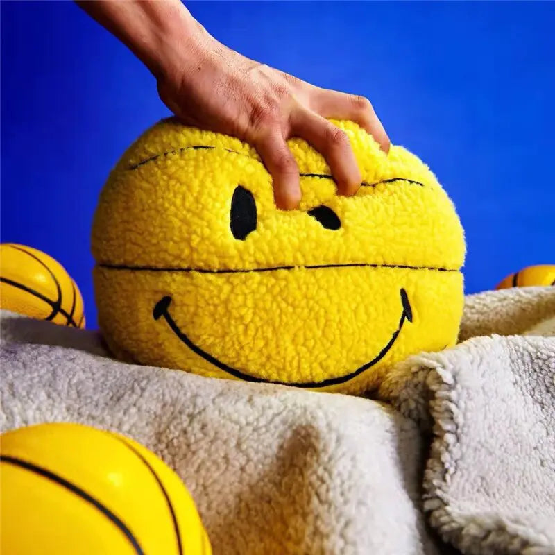 Smile Basketball Plushie Throw Pillow